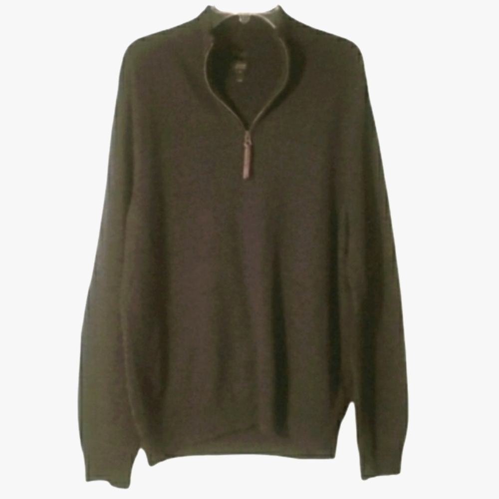 J.Crew 1/4 Zip Pullover 100% Wool Slim Fit Longsleeve Sweater CharcoalGrey SzXL